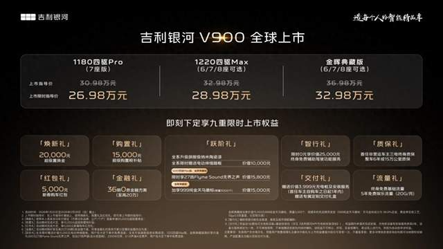 26.98万起，AI全场景家庭旗舰MPV吉利银河V900上市